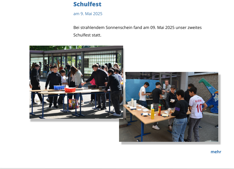 Bei strahlendem Sonnenschein fand am 09. Mai 2025 unser zweites Schulfest statt. Schulfest  am 9. Mai 2025  mehr