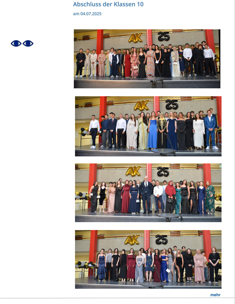 Abschluss der Klassen 10  am 04.07.2025   mehr
